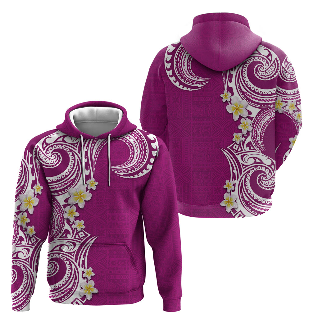 Aloha Polynesian Plumeria Flower Zip Hoodie Pink Color