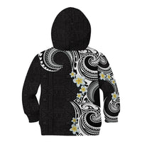 Aloha Polynesian Plumeria Flower Kid Hoodie Black White Color LT03 - Polynesian Pride