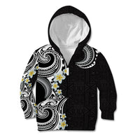Aloha Polynesian Plumeria Flower Kid Hoodie Black White Color LT03 Zip Hoodie Black - Polynesian Pride