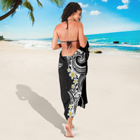 Aloha Polynesian Plumeria Flower Sarong Black White Color