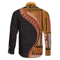 Samoa Siapo Motif and Tapa Pattern Half Style Family Matching Short Sleeve Bodycon Dress and Hawaiian Shirt Yellow Color