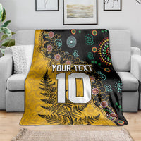 Custom New Zealand and Australia Rugby Blanket Maori Warrior With Aboriginal Version