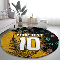 Custom New Zealand and Australia Rugby Round Carpet Maori Warrior With Aboriginal Version