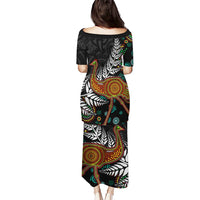 New Zealand Fern and Australia Emu Puletasi Aboriginal Mix Maori Pattern