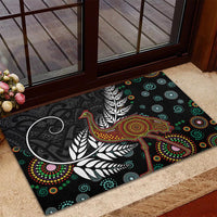 New Zealand Fern and Australia Emu Rubber Doormat Aboriginal Mix Maori Pattern