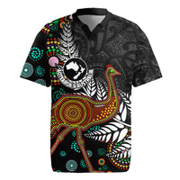 New Zealand Fern and Australia Emu Rugby Jersey Aboriginal Mix Maori Pattern