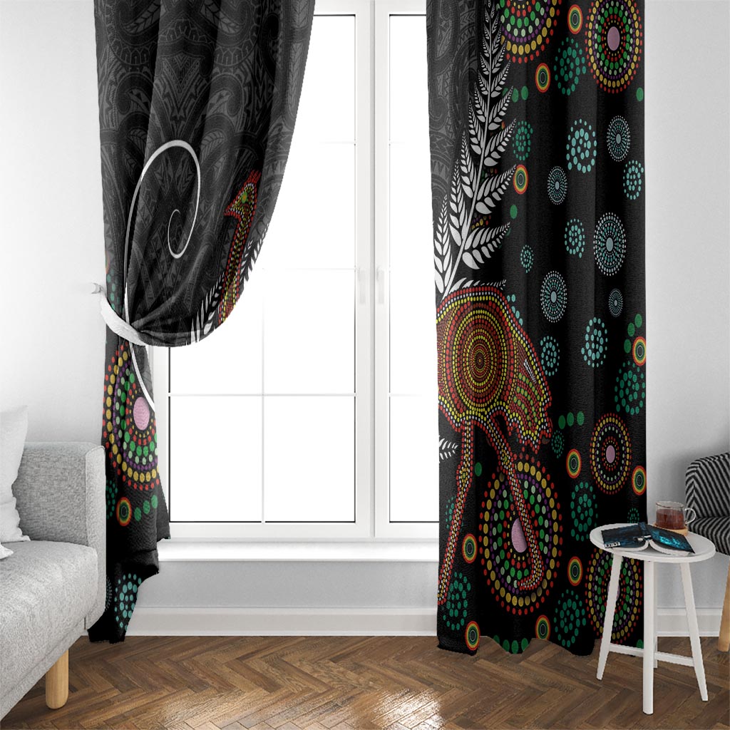 New Zealand Fern and Australia Emu Window Curtain Aboriginal Mix Maori Pattern