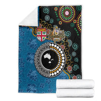 Fiji Palm Tree and Australia Kangaroo Blanket Aboriginal Mix Tapa Pattern