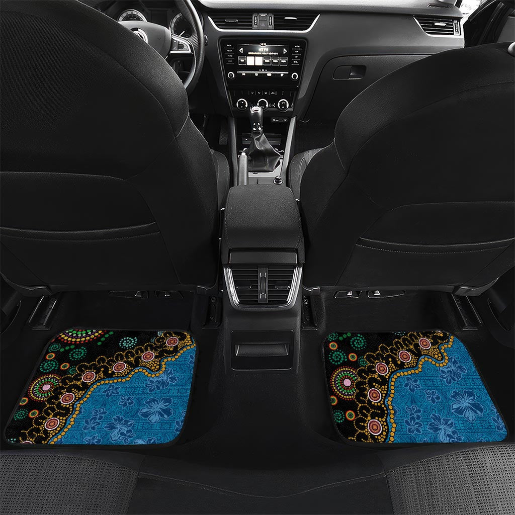 Fiji Palm Tree and Australia Kangaroo Car Mats Aboriginal Mix Tapa Pattern