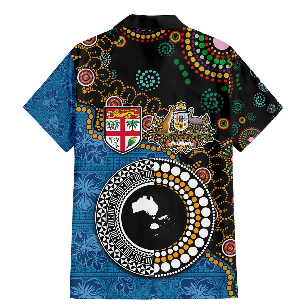 Fiji Palm Tree and Australia Kangaroo Family Matching Mermaid Dress and Hawaiian Shirt Aboriginal Mix Tapa Pattern