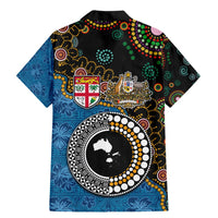 Fiji Palm Tree and Australia Kangaroo Family Matching Mermaid Dress and Hawaiian Shirt Aboriginal Mix Tapa Pattern