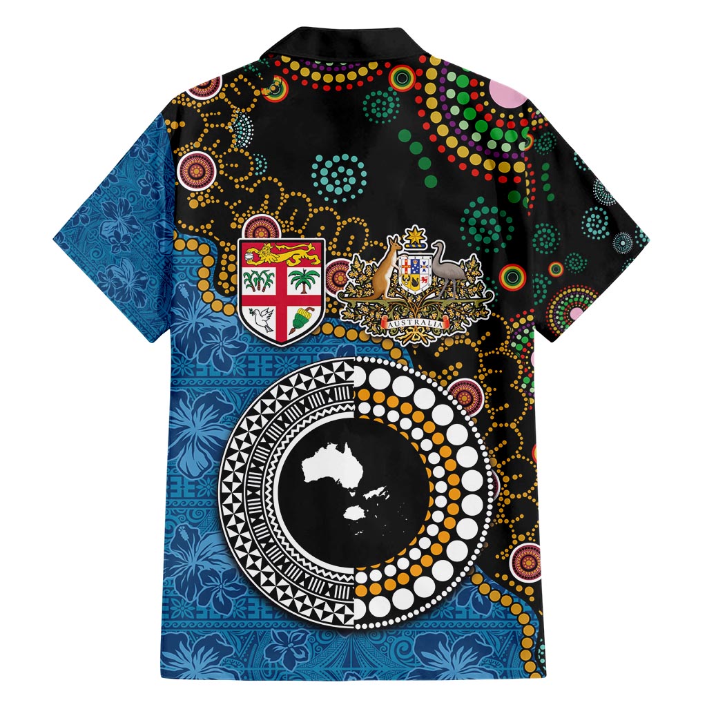 Fiji Palm Tree and Australia Kangaroo Hawaiian Shirt Aboriginal Mix Tapa Pattern