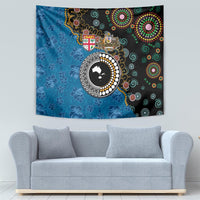 Fiji Palm Tree and Australia Kangaroo Tapestry Aboriginal Mix Tapa Pattern