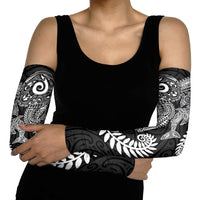 Aotearoa Maori Sea Animals Tribal Arm Sleeves Manta Ray and Shark Moko Pattern Black Color LT03 - Polynesian Pride
