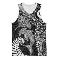Aotearoa Maori Sea Animals Tribal Basketball Jersey Manta Ray and Shark Moko Pattern Black Color