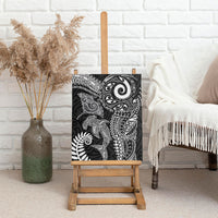 Aotearoa Maori Sea Animals Tribal Canvas Wall Art Manta Ray and Shark Moko Pattern Black Color LT03 - Polynesian Pride
