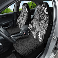 Aotearoa Maori Sea Animals Tribal Car Seat Cover Manta Ray and Shark Moko Pattern Black Color