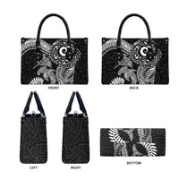 Aotearoa Maori Sea Animals Tribal Leather Bag Manta Ray and Shark Moko Pattern Black Color