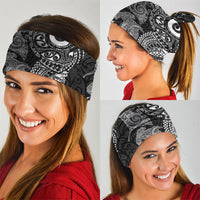 Aotearoa Maori Sea Animals Tribal Neck Gaiter Manta Ray and Shark Moko Pattern Black Color LT03 - Polynesian Pride