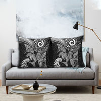 Aotearoa Maori Sea Animals Tribal Pillow Cover Manta Ray and Shark Moko Pattern Black Color LT03 - Polynesian Pride