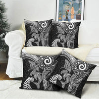 Aotearoa Maori Sea Animals Tribal Pillow Cover Manta Ray and Shark Moko Pattern Black Color LT03 - Polynesian Pride