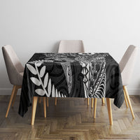 Aotearoa Maori Sea Animals Tribal Tablecloth Manta Ray and Shark Moko Pattern Black Color