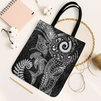 Aotearoa Maori Sea Animals Tribal Tote Bag Manta Ray and Shark Moko Pattern Black Color LT03 Black Strap One Size Black - Polynesian Pride