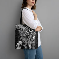 Aotearoa Maori Sea Animals Tribal Tote Bag Manta Ray and Shark Moko Pattern Black Color LT03 - Polynesian Pride