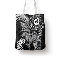 Aotearoa Maori Sea Animals Tribal Tote Bag Manta Ray and Shark Moko Pattern Black Color LT03 - Polynesian Pride