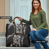 Aotearoa Maori Sea Animals Tribal Travel Bag Manta Ray and Shark Moko Pattern Black Color