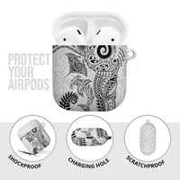 Aotearoa Maori Sea Animals Tribal AirPods Case Manta Ray and Shark Moko Pattern White Color