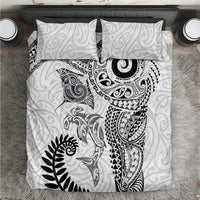 Aotearoa Maori Sea Animals Tribal Bedding Set Manta Ray and Shark Moko Pattern White Color LT03 White - Polynesian Pride