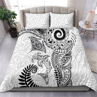 Aotearoa Maori Sea Animals Tribal Bedding Set Manta Ray and Shark Moko Pattern White Color LT03 - Polynesian Pride