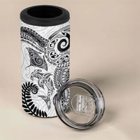 Aotearoa Maori Sea Animals Tribal 4 in 1 Can Cooler Tumbler Manta Ray and Shark Moko Pattern White Color