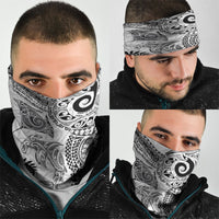 Aotearoa Maori Sea Animals Tribal Neck Gaiter Manta Ray and Shark Moko Pattern White Color LT03 - Polynesian Pride