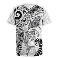 Aotearoa Maori Sea Animals Tribal Rugby Jersey Manta Ray and Shark Moko Pattern White Color LT03 - Polynesian Pride