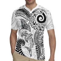 Aotearoa Maori Sea Animals Tribal Rugby Jersey Manta Ray and Shark Moko Pattern White Color LT03 - Polynesian Pride