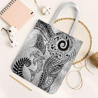 Aotearoa Maori Sea Animals Tribal Tote Bag Manta Ray and Shark Moko Pattern White Color LT03 White Strap One Size White - Polynesian Pride