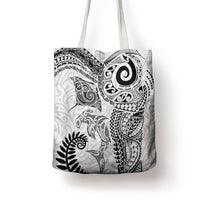 Aotearoa Maori Sea Animals Tribal Tote Bag Manta Ray and Shark Moko Pattern White Color LT03 - Polynesian Pride