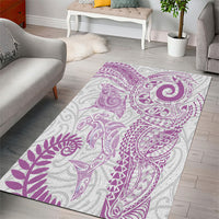 Aotearoa Maori Sea Animals Tribal Area Rug Manta Ray and Shark Moko Pattern Pink Color