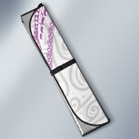 Aotearoa Maori Sea Animals Tribal Auto Sun Shade Manta Ray and Shark Moko Pattern Pink Color LT03 - Polynesian Pride