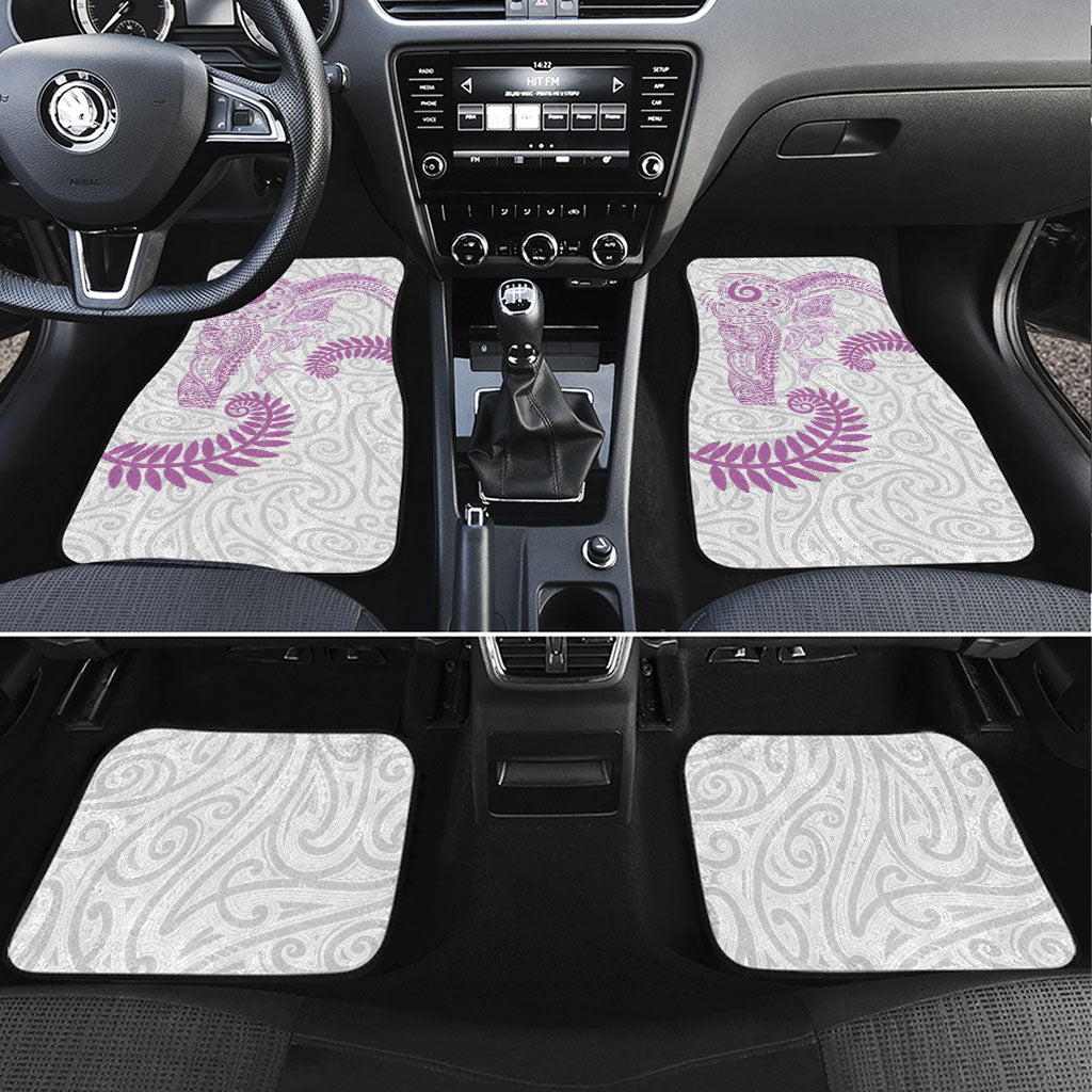 Aotearoa Maori Sea Animals Tribal Car Mats Manta Ray and Shark Moko Pattern Pink Color LT03 Set 4pcs Pink - Polynesian Pride