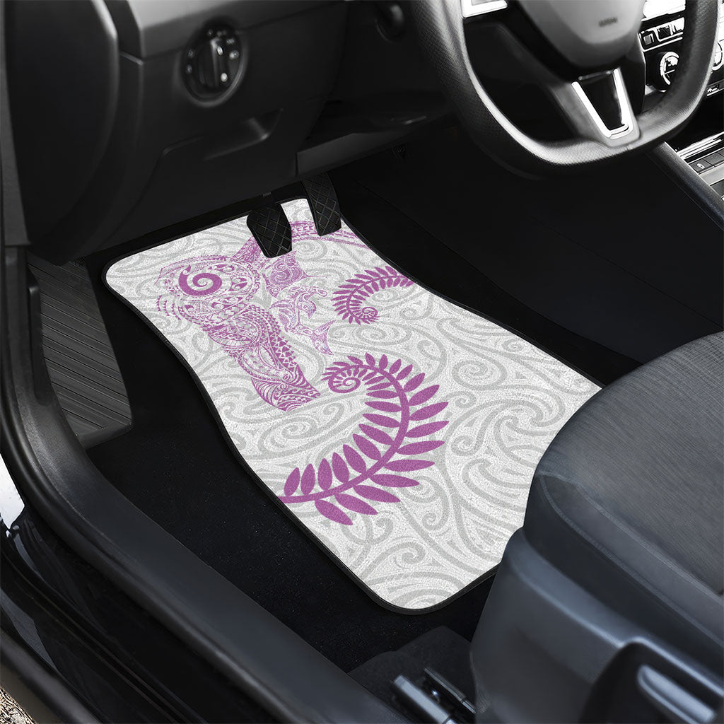 Aotearoa Maori Sea Animals Tribal Car Mats Manta Ray and Shark Moko Pattern Pink Color LT03 - Polynesian Pride
