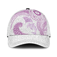 Aotearoa Maori Sea Animals Tribal Classic Cap Manta Ray and Shark Moko Pattern Pink Color