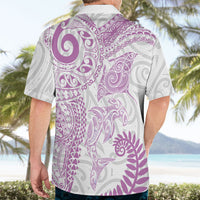 Aotearoa Maori Sea Animals Tribal Hawaiian Shirt Manta Ray and Shark Moko Pattern Pink Color