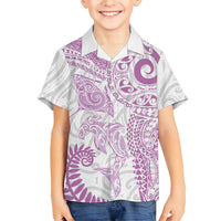 Aotearoa Maori Sea Animals Tribal Hawaiian Shirt Manta Ray and Shark Moko Pattern Pink Color