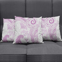 Aotearoa Maori Sea Animals Tribal Pillow Cover Manta Ray and Shark Moko Pattern Pink Color