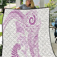 Aotearoa Maori Sea Animals Tribal Quilt Manta Ray and Shark Moko Pattern Pink Color LT03 Pink - Polynesian Pride