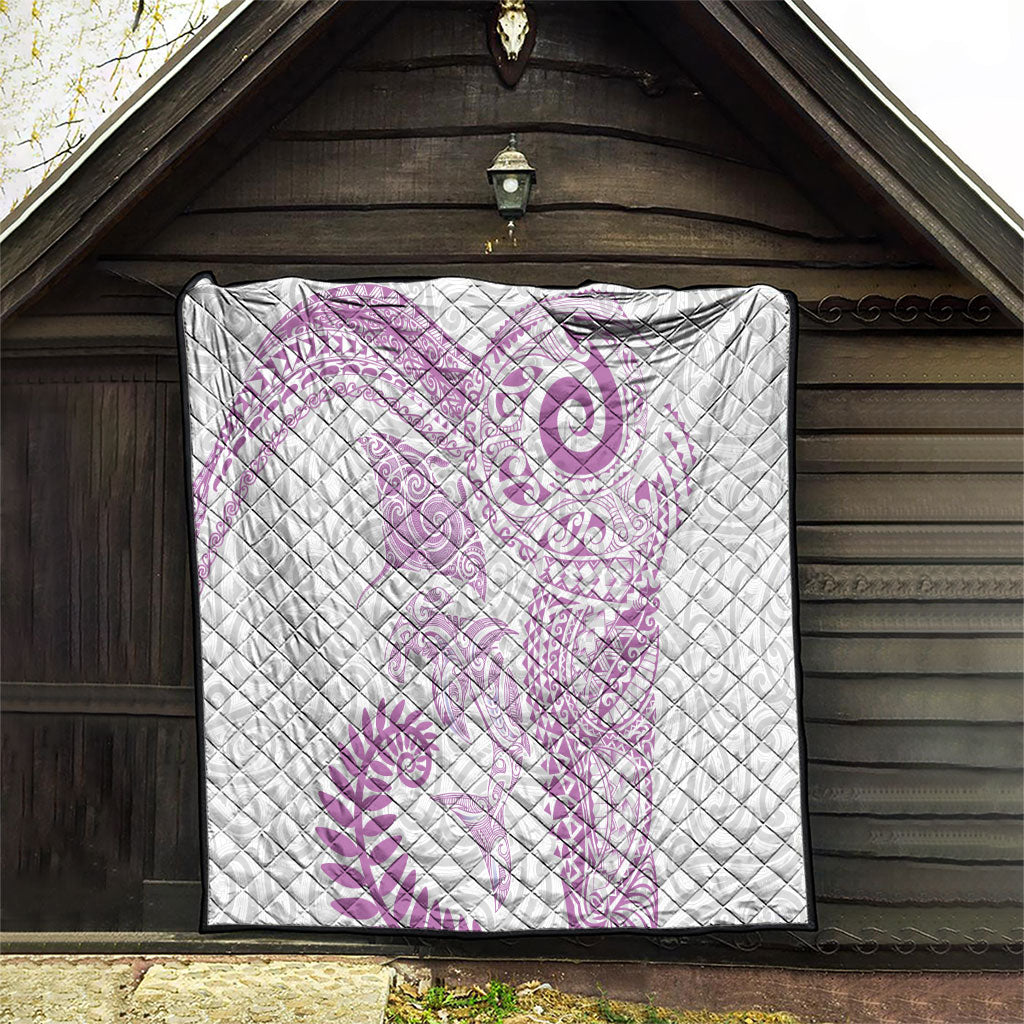Aotearoa Maori Sea Animals Tribal Quilt Manta Ray and Shark Moko Pattern Pink Color LT03 - Polynesian Pride