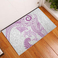 Aotearoa Maori Sea Animals Tribal Rubber Doormat Manta Ray and Shark Moko Pattern Pink Color LT03 - Polynesian Pride